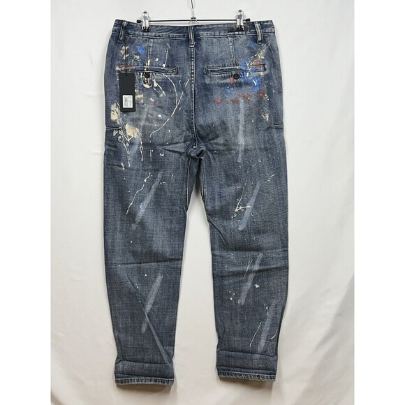 NWT Man X One Teaspoon 32R Mr Browns Blue Suede Paint Splatter Distressed Jeans - Picture 2 of 10